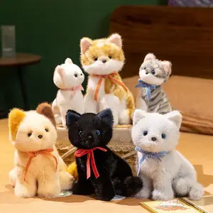 18/25cm Simulated Cat Plush Toys Stuffed Grey Plushie Orange Pussy Cats Black White Three Flower Pattern Cats Lifelike Doll Toys