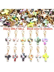 Multi Color Resin Cross Turquoise Pendants 30 Pcs Beads DIY Keychain Keyring Craft Supplies