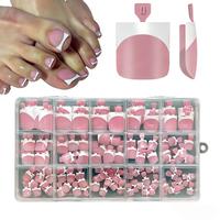 Berry Pink Square French tip Toe Nail Tips