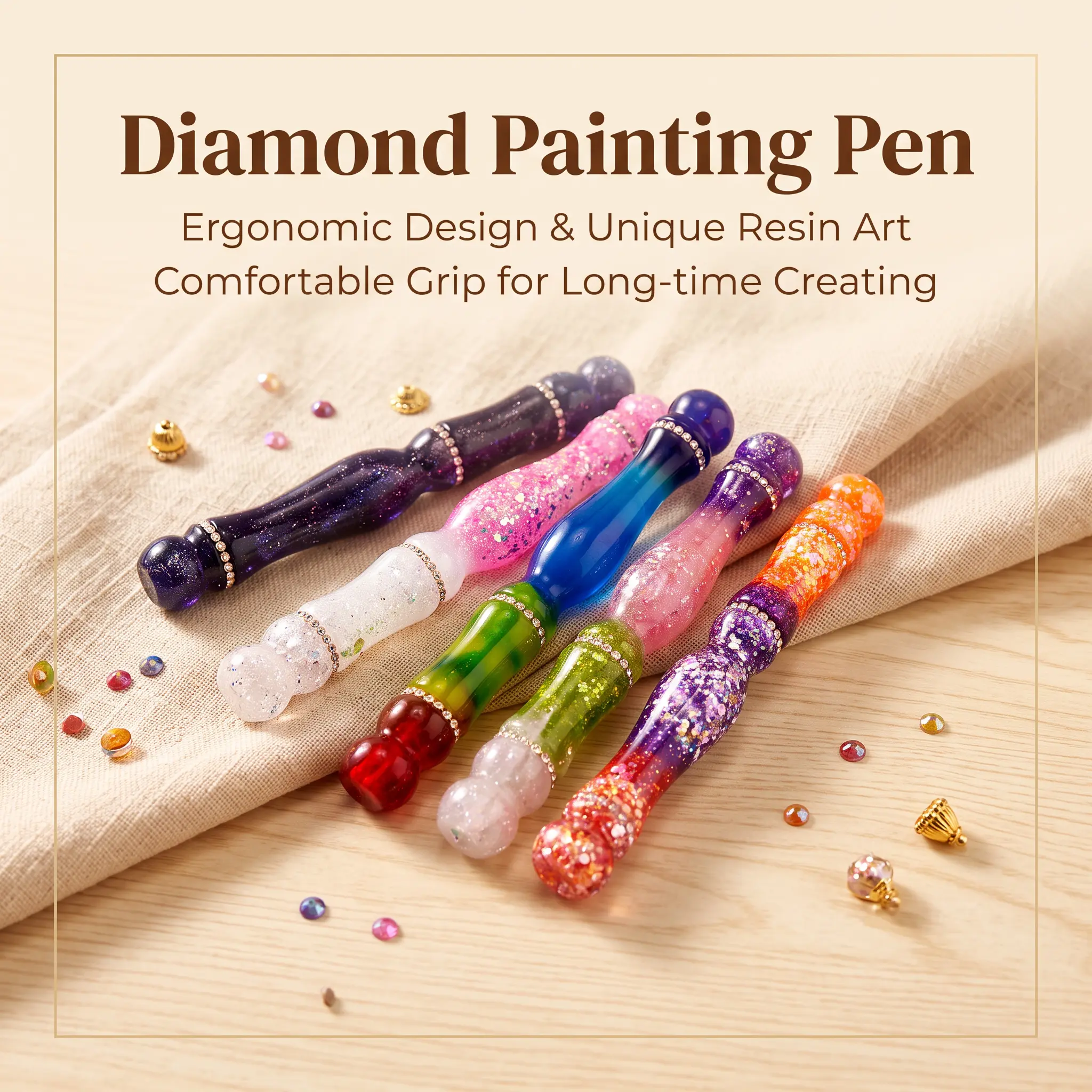 Gradient Glitter Resin Diamond Painting Pen - Ergonomic Comfortable Grip, Interchangeable Zinc Alloy Pen Tips, Practical Tool for Diamond Art DIY Crafts
