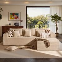 106" Beige L Shaped Sofa, Right Chaise