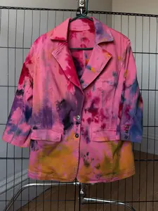 Women’s XL pink rainbow cotton jacket lightweight blazer