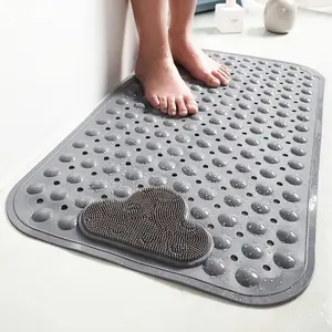 1pc Anti-Slip Bathtub Mat 27.5x15.7inch with Suction Cups and Drain Holes, Cloud Pattern PVC Shower Mat, Dual-Sided Non-Slip, Machine Washable Bath Rugs, Bath Mats, Home Decor, Bathroom Decorative Mat