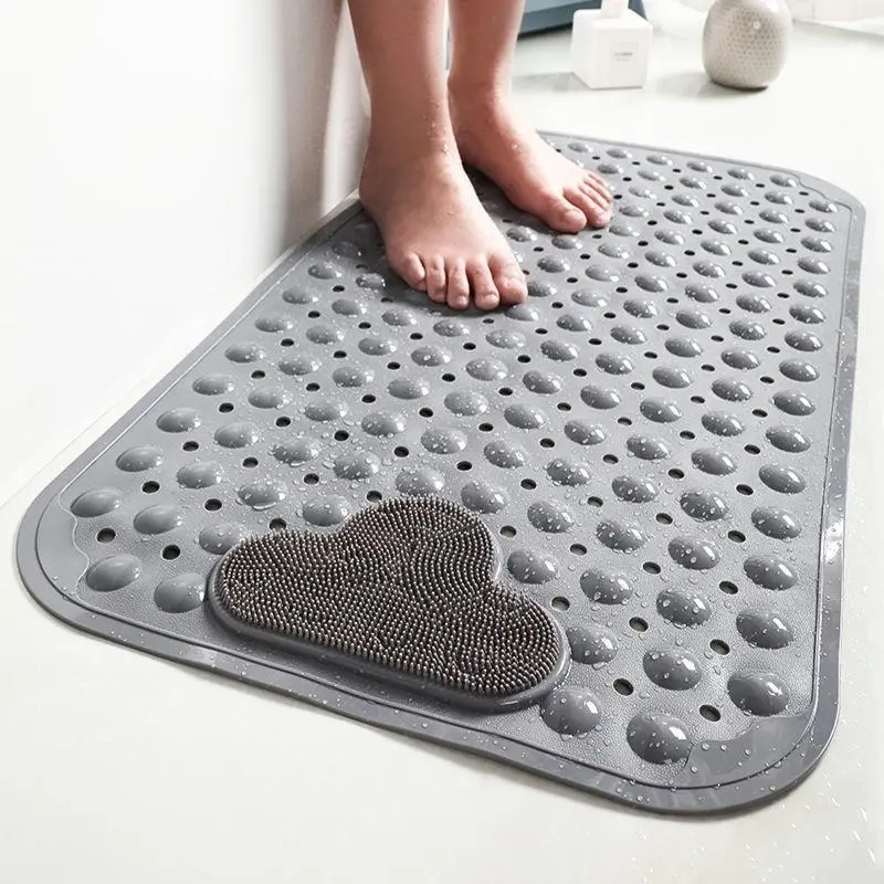 1pc Anti-Slip Bathtub Mat 27.5x15.7inch with Suction Cups and Drain Holes, Cloud Pattern PVC Nonslip Shower Mat, Dual-Sided Non-Slip, Machine Washable Bath Rugs, Bath Mats, Non Skid Mats, Home Decor, Bathroom Decorative Mat