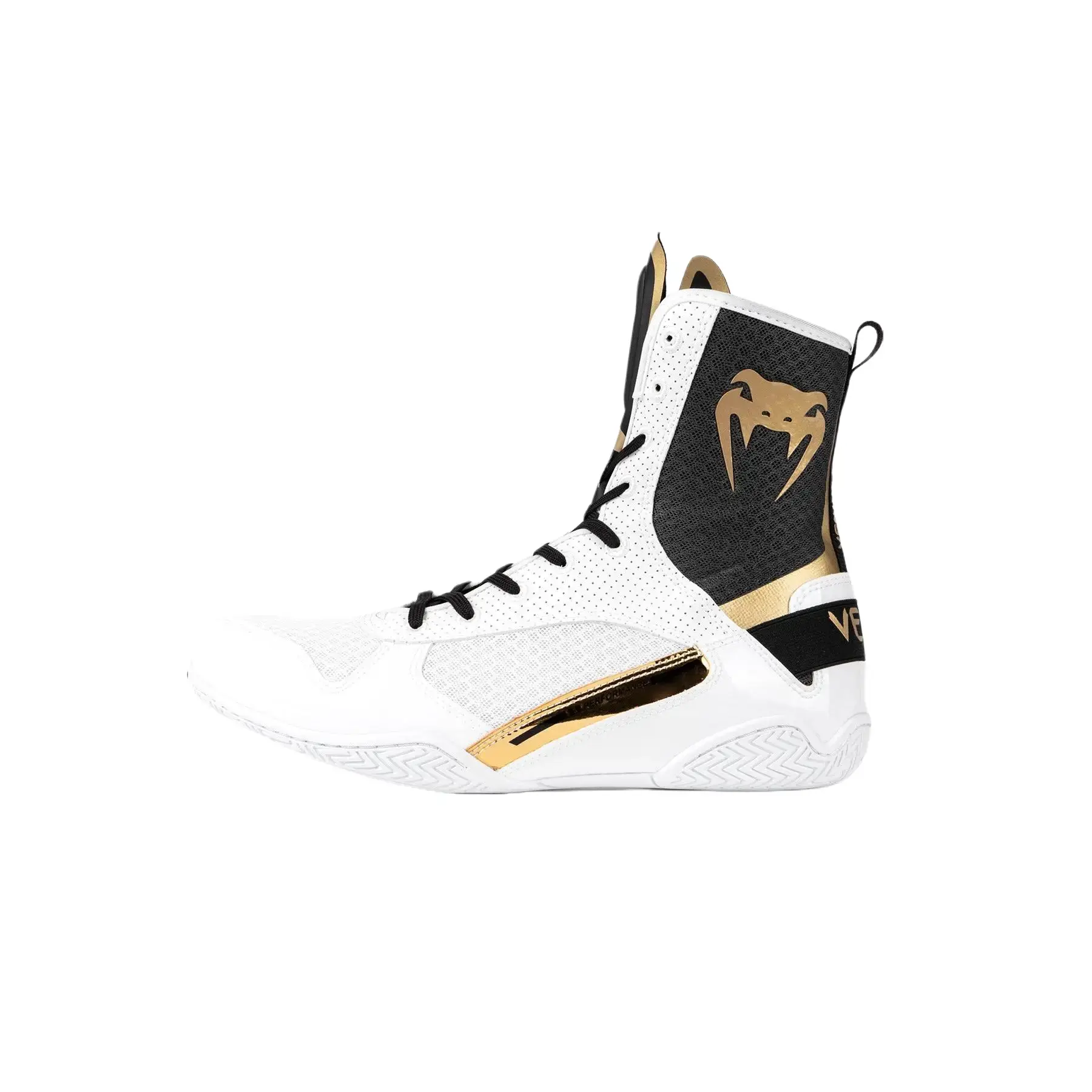 Venum Elite Boxing Shoes - White/Black/Gold Venum Elite Boxing Shoes - White/Black/Gold
