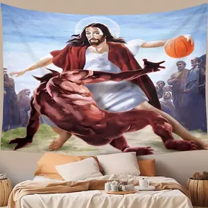 Basketball Tapestry Funny WallHanging Polyester Tapestry ForLiving Room Bedroom Office HomeRoom Party Decoration 3x5 Feet