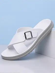 Men's Thick Sole Non-Slip Leather Slides Sandals, Casual Beach Sandals, Lightweight Comfortable Shoes for Beach Daily Wear Summer Outdoor Activities