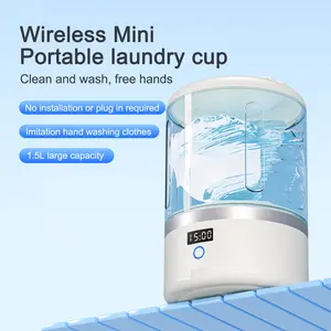 Portable Mini Washing Machine USB Charging High-Quality Shock-Resistant Underwear Cleaner Compact Lightweight for Apartments Hotels RVs Travel Camping 1.5L Large Capacity
