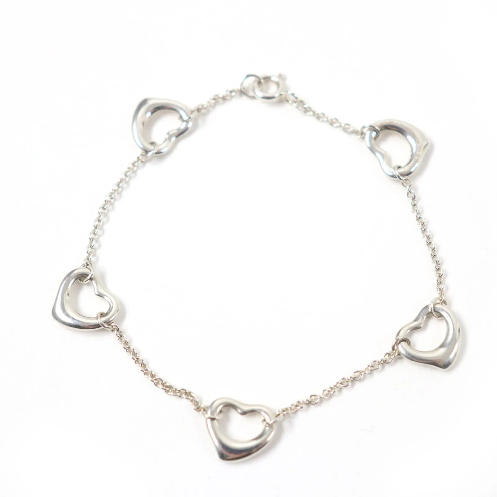 Pre-owned Tiffany & Co. Sterling Silver 925 (Ag925) Small Leather Goods Open Heart SV925 Bracelet
