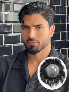 100% Unprocessed Human Hair Men'S Hairpiece Toupees, 6-Inch Length With Free Design Style, Ultra-Thin Pu Base, Hair Replacement System,  Savior For Thinning Hair