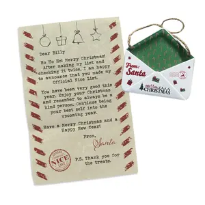 Christmas Collection (Note From Santa - Personalized) Green Candy Cane Envelope Resin Ornament with Letter GRENV004