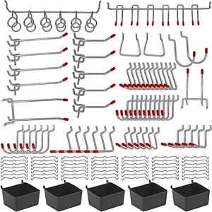 Pegboard Hooks Assortment with Metal Hooks Sets, Pegboard Bins, Peg Locks for Organizing Storage System Tools