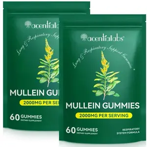 2x Acentiallabs Mullein Gummies 2000mg Per Serving 60 Count Daily Respiratory Health Gummies with Mullein Leaf Herb Extract for Lung Health & Sinus Relief Pear Flavor 30-Day Supply