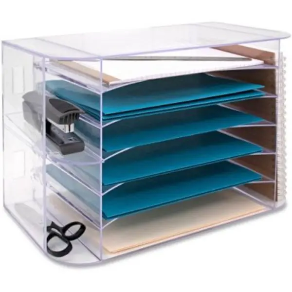 6-tray Jumbo Desk Sorter, Clear