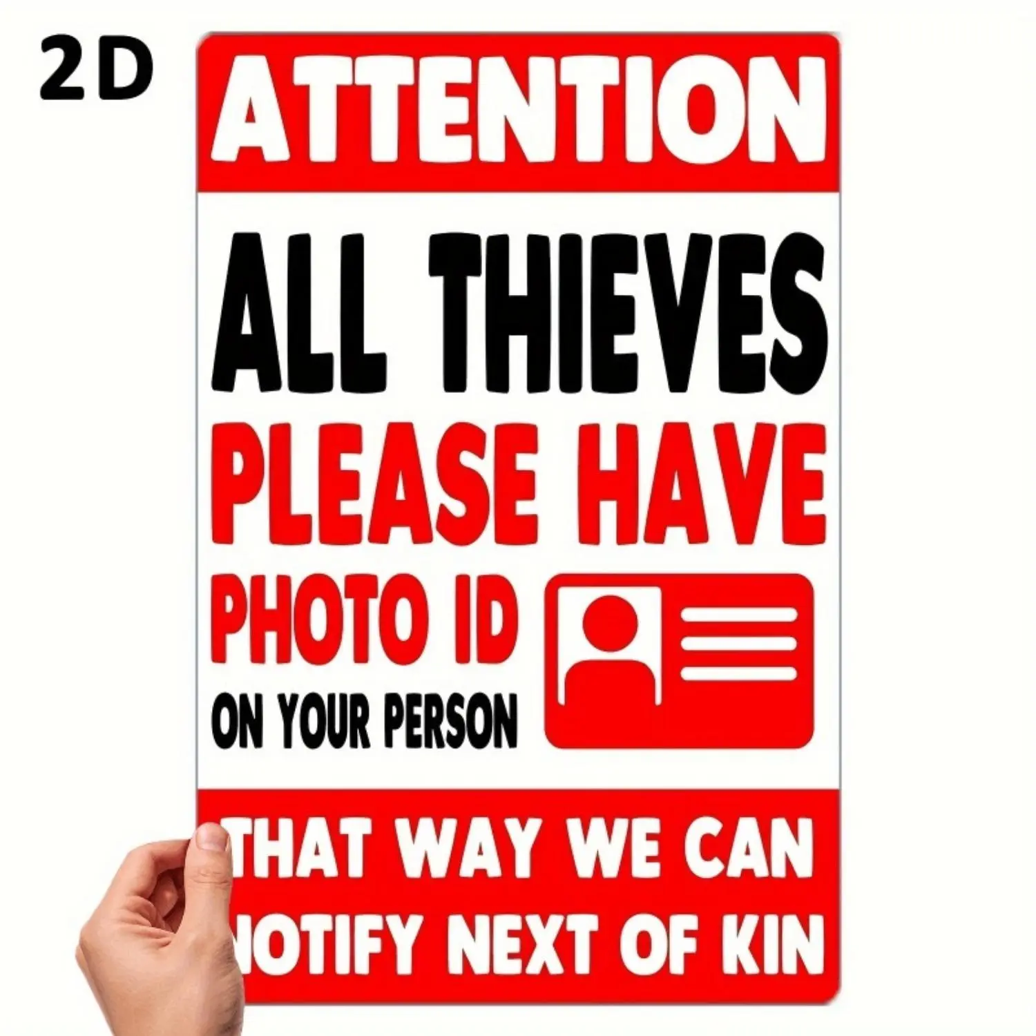 Large 12x8 Heavy Duty Vertical Iron Sheet Painting Security Camera Warning Sign Retro Burglary Deterrent with Attention Thieves and ID Photo Notice Funny Crime Plaque for Office Pub Vintage Security System Alert Pre drilled Holes 2d Flat