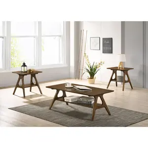 Roundhill Furniture Arona 3-Piece Coffee table'set, Coffee Table and Two End Tables