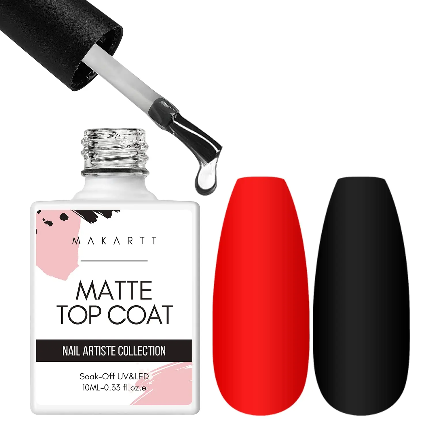 Makartt Matte Gel Top Coat, Long-Lasting No-Wipe Finish, Soak-Off Formula for Professional Nail Art and Gel Polishes, UV/LED Cured, 10ml, Gel Nail Art