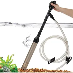 Gravel Vacuum for Aquarium, Run in Seconds Aquarium Gravel Cleaner Low Water Level Water Changer Fish Tank Cleaner with Pinch or Grip Suction Ball Adjustable Length