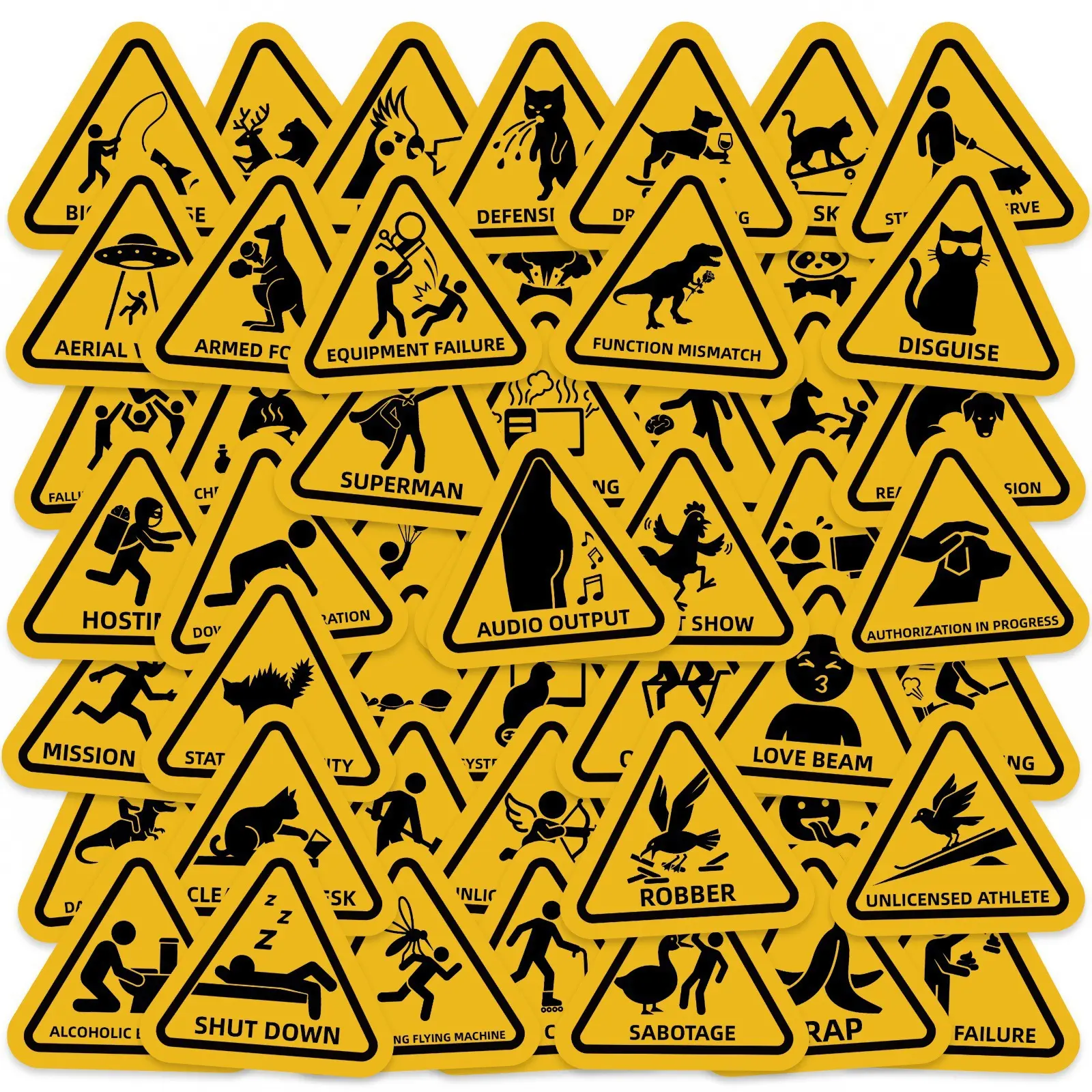 50 Humorous Warning Signs: Beware of Collision, Do Not Approach! Suitable for Scrapbooks, Diaries, Laptops, Water Bottles, Cars, Etc. A Gift with A Positive Message Based on Belief.