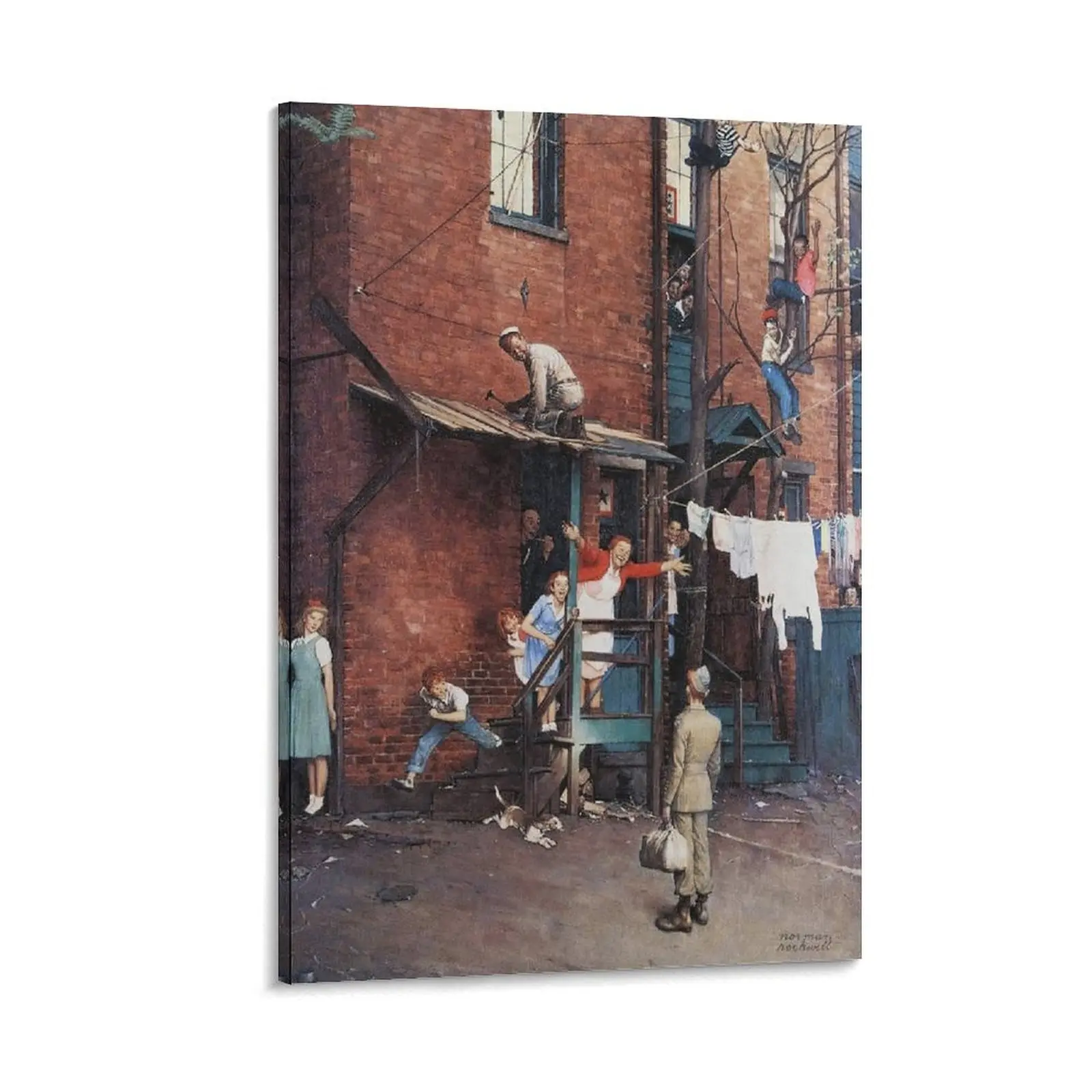 Normans Rockwell's Homecoming G.I. Canvas Illustration. Vintage Poster. Decorative Painting. Canvas Poster Bedroom Decor Sports Landscape Office Room Decor Gift Frames Ornaments Wall Decoration Artistic Photo