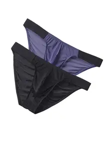 Men's Solid Color Ruched Design Breathable Ice Silk Boxer Brief, Casual Sport Comfy Quick Drying Underwear for Daily Wear, Men's Underwear for All Seasons