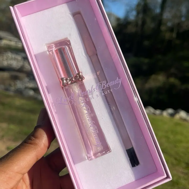 Lady Pearls Beauty Lip Gloss & Lip Liner Set in Pink Gift Box for Perfect Makeup Application