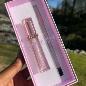 Lady Pearls Beauty Lip Gloss & Lip Liner Set in Pink Gift Box for Perfect Makeup Application
