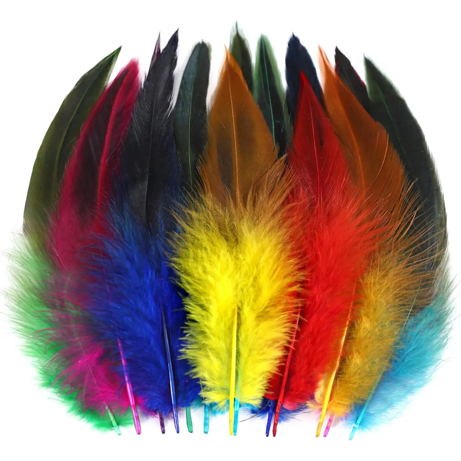 Colorful Rooster Tail Feathers - 200 count 5-7 inch Craft Colored Feathers Bulk for Craft Projects, Halloween, Hats and  Table Centerpieces(Multicolor)