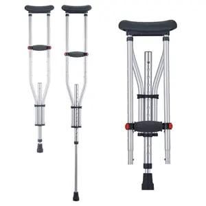 VEVOR Underarm Crutches, 13-Level Height Adjustable Underarm Walking Crutches, Lightweight Aluminum Crutches for Adults Teenager - with Soft Underarm Pad for Leg Injury Surgery Disabled, 1 Pair 300LBS