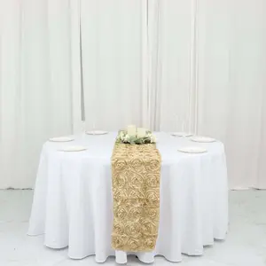 Rosette Satin 14"x108" Table Runner Champagne - Grandiose Design