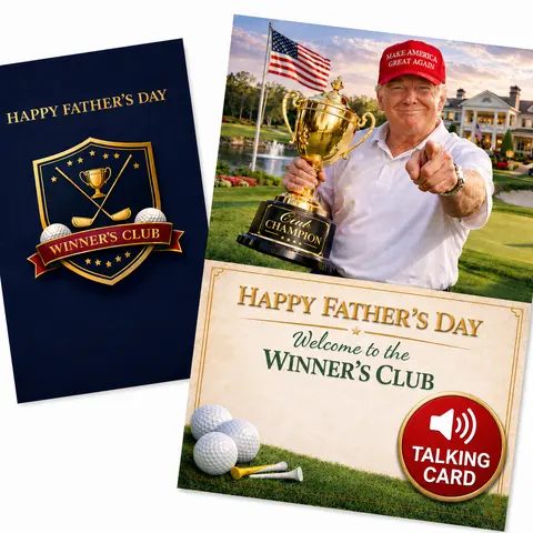 Trump Father’s Day Card with Audio "Welcome to the Winner’s Club" Funny Golf Talking Greeting Card with 30 Second Voice Message for Dad