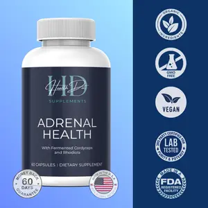 Health Doc Adrenal Health - Supports Energy Focus & Stress Balance with Ashwagandha Rhodiola & B Vitamins - 60 Capsules Made in USA GMP Certified