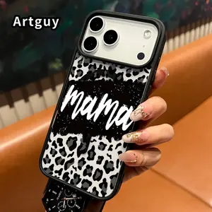 Magnetic Phone Case Supports Wireless Charging for iPhone 17 Pro Max 16 Plus 15 14 13 12 11 Air E Leopard Mama Pattern Anti-Yellowing Shockproof Durable Ultra-Thin Crystal Transparent Acrylic Cover.