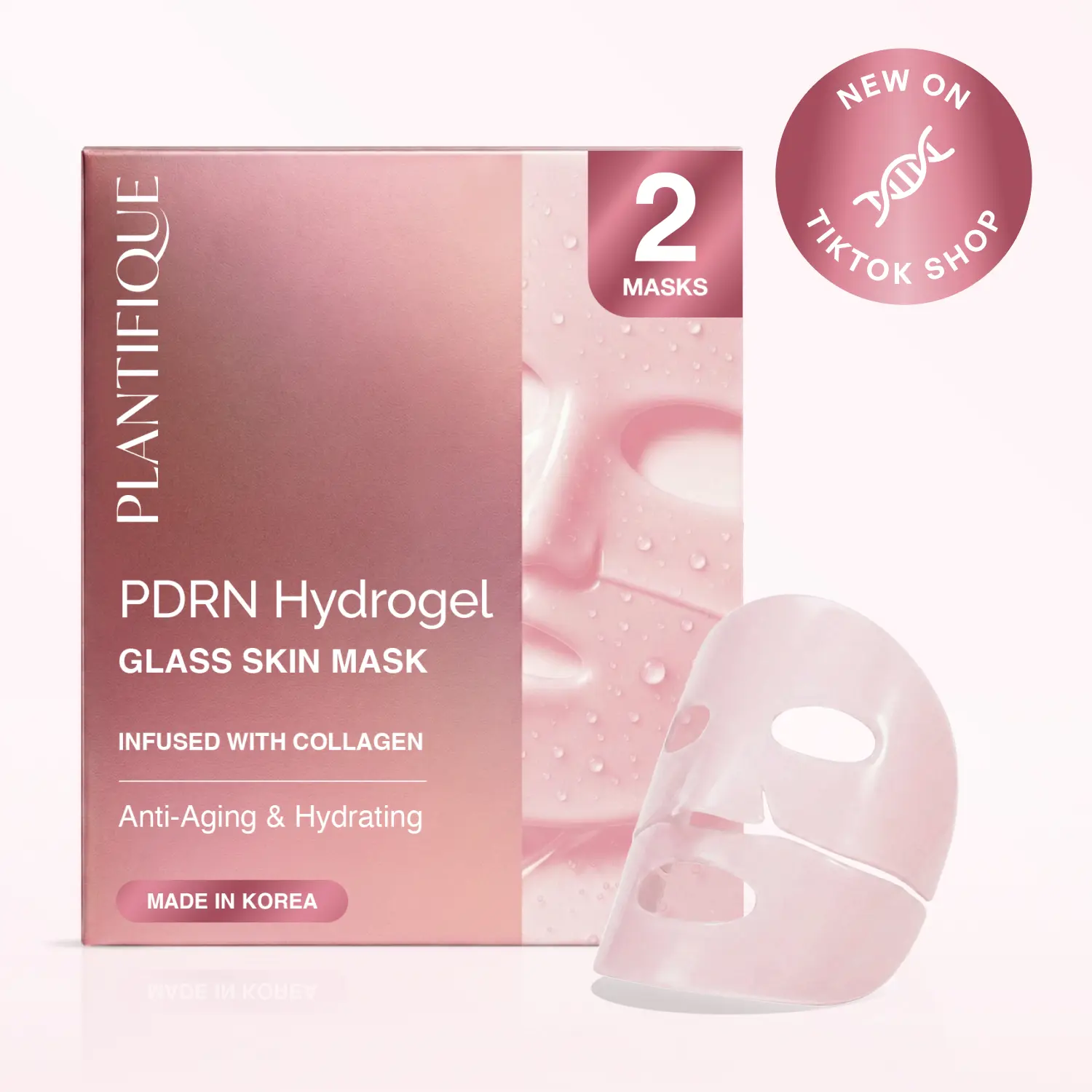 [PLANTIFIQUE Official Shop] NEW – Hydrogel Face Mask – 2 masks - Hydrating Sheet Masks with Collagen, Peptides & Ceramides, Glow Boost Skin Care Set