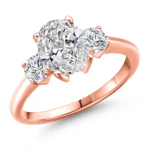 Gem Stone King 18K Rose Gold Plated Silver IGI Certified Lab Grown Diamond Engagement Ring For Women | 2.04 Cttw | Center 1.50 Ct Oval Cut | D-E Color | VS1-VS2 Clarity
