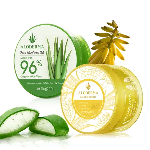 Aloderma  Aloe Vera Gel Set, 2-Pack - 200g Aloe Vera Gel, Aloe Flower Essence Gel