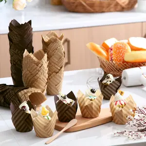 150PCS Tulip Cupcake Liners, Greaseproof Muffin Baking Cups, Heat Resistant Paper Wrappers for Cupcakes & Muffins, Standard Size Baking Liners for Parties & Home Baking