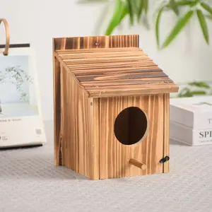 Small Wild Bird Wooden Nest Box, Durable Natural Wood Design, Outdoor Birdhouse for Backyard Habitat, Single Pack, Ideal for Birds