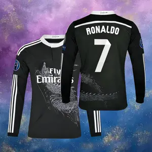 14 15 Third Away Black 7# Cristiano Ronaldo Long Sleeve Soccer Jersey Fans Version