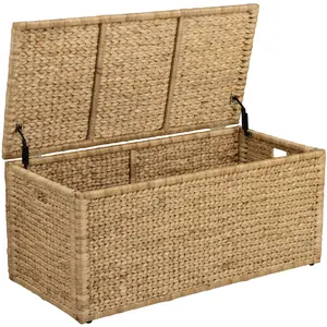 eHemco Heavy-duty Water Hyacinth Wicker Storage Trunk with Metal Frame, 42 by 20 by 18.5 Inches, Natural