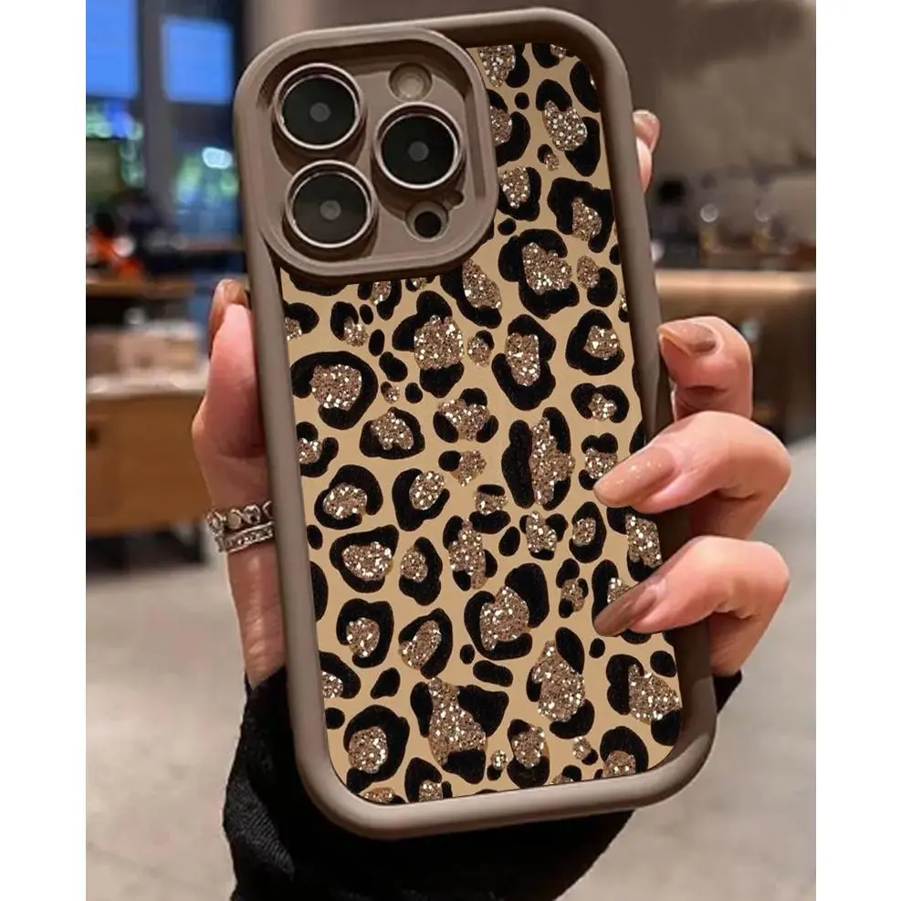 [2D Flat] Leopard Print Soft Silicone Phone Cases, Luxe Wear‑Resistant Heavy‑Duty Shockproof Protective Cover, Fashion Gift for Women Girls Compatible With iPhone 17/16/15/14/13/12/11 Pro Max/Plus/Air & Samsung Galaxy A16/A36/S24 ULTRA