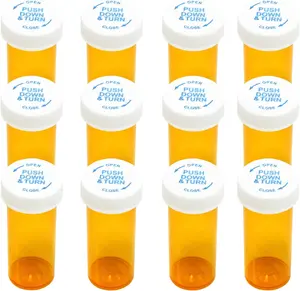 Prescription Bottle Organizer, Plastic Medicine Pill Bottles with Child Resistant Caps, Medicine Container, Pill Cases Dispenser Organizers, Premium Personal Pill Organizers (13Dram - Set of 12)