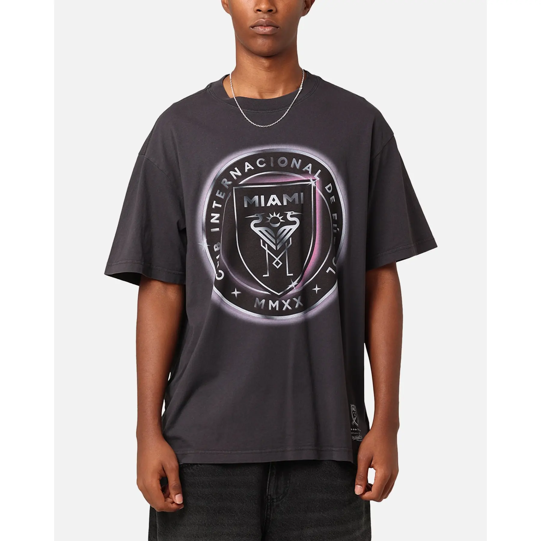 Mitchell & Ness Inter Miami CF Chrome Spray T-Shirt Faded Black