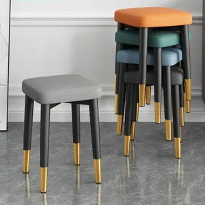 Square Stool Modern Simple Stackable Square Stool Luxury Thickened Dining Stool Modern Simple Upholstered Stool Stylish Home Stool Suitable for Dining Table, Living Room, Bedroom, Dressing Table, and Study Corner, Cushioned Stool