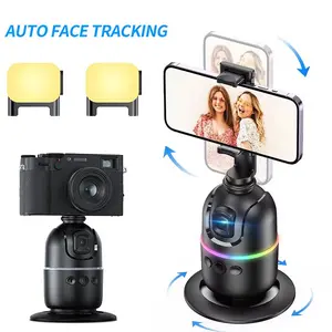 Automatic tracking selfie stand with gesture control, 360 ° rotating phone stand, no need for APP, suitable for iOS and Android, suitable for live streaming Vlog、YouTube、TikTok、 Interviews and daily video recording
