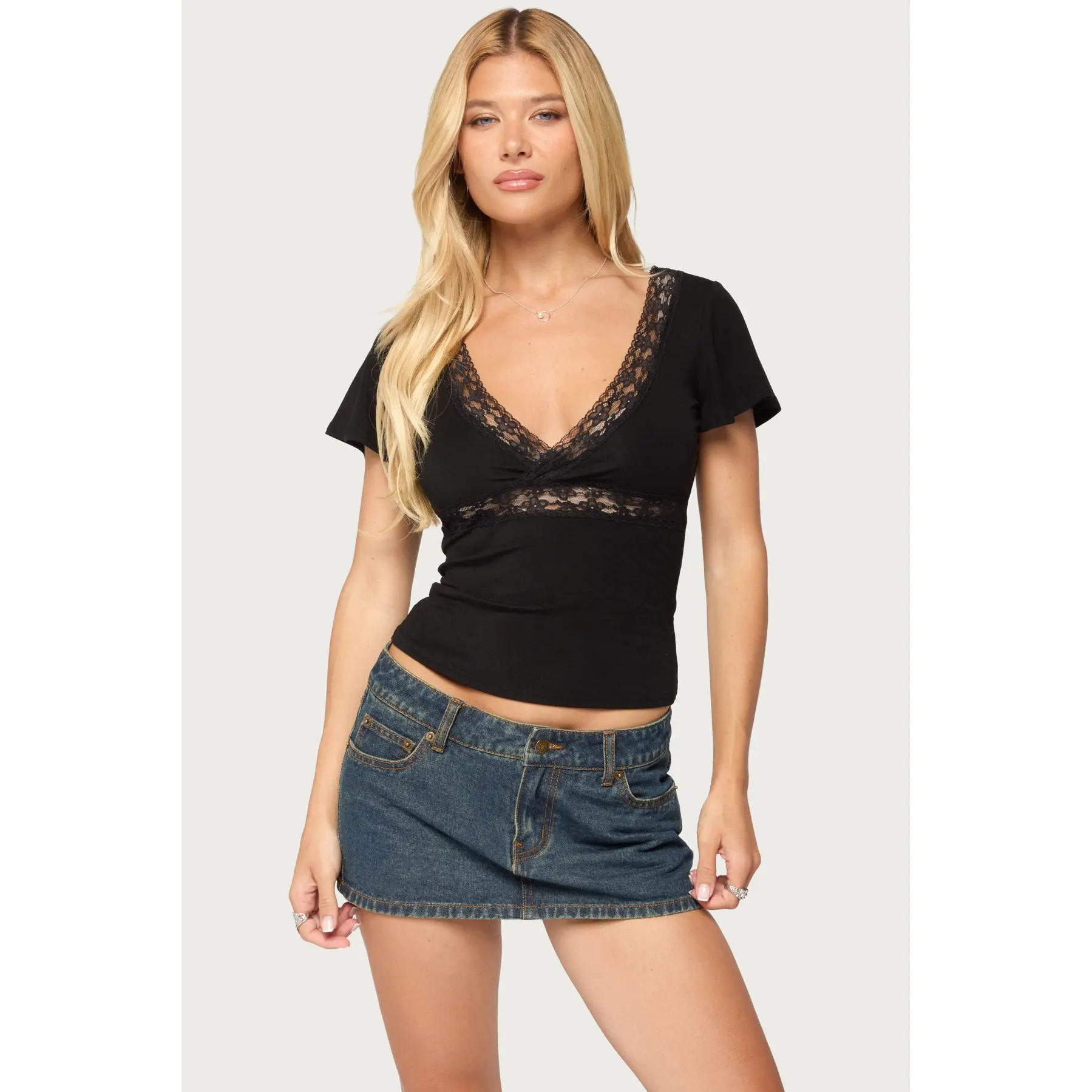 Yvetta Lacey Flutter Sleeve Top