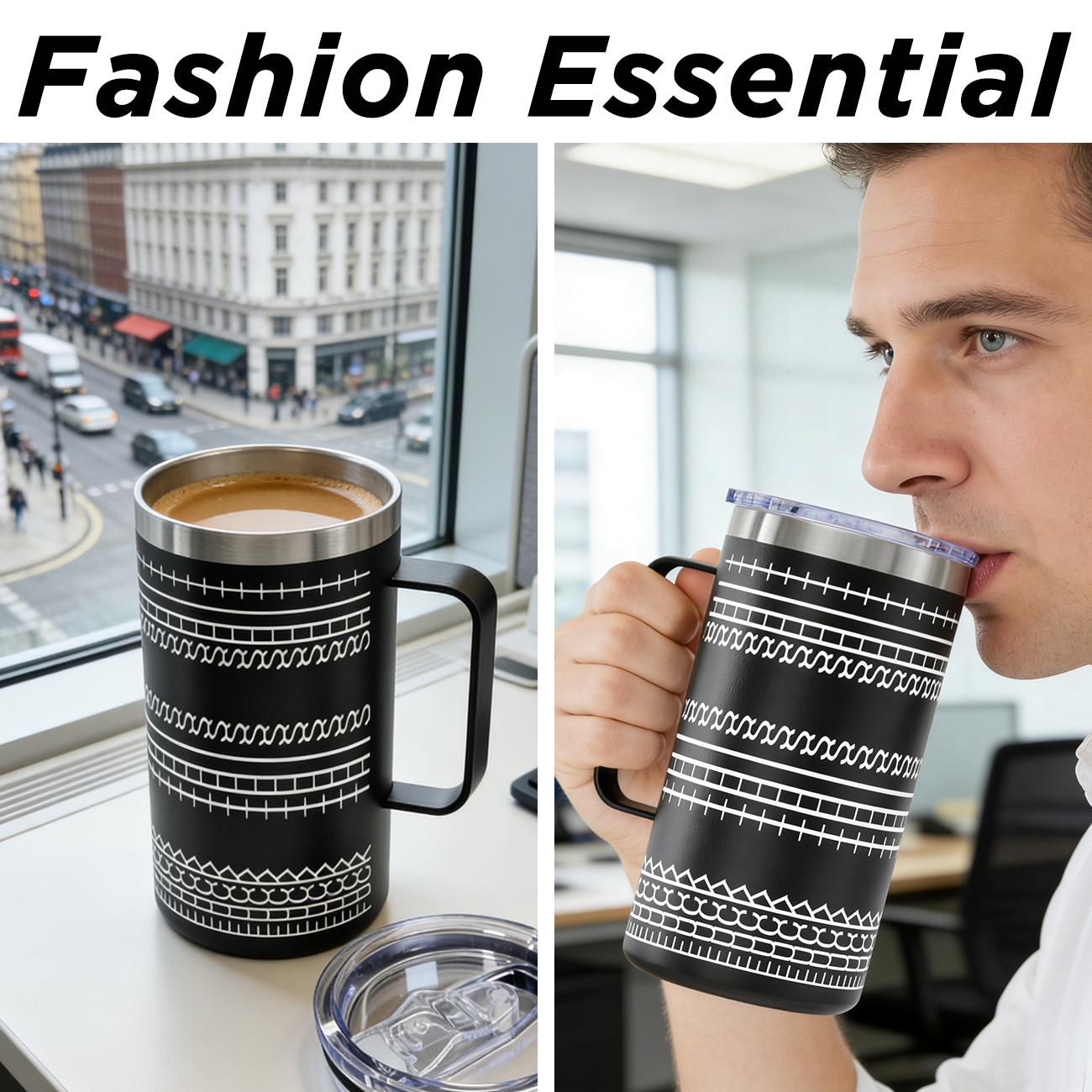 24 Oz Stainless Steel Hidden Message Funny Tumbler Cup with Handle Birthday Gifts for Women Men, Keep Cold, Hot & Ice, Flasks funny Tumbler Drinkware Tea Iced  , Sarcastic Design Coffee Cug for Coworkers & Work