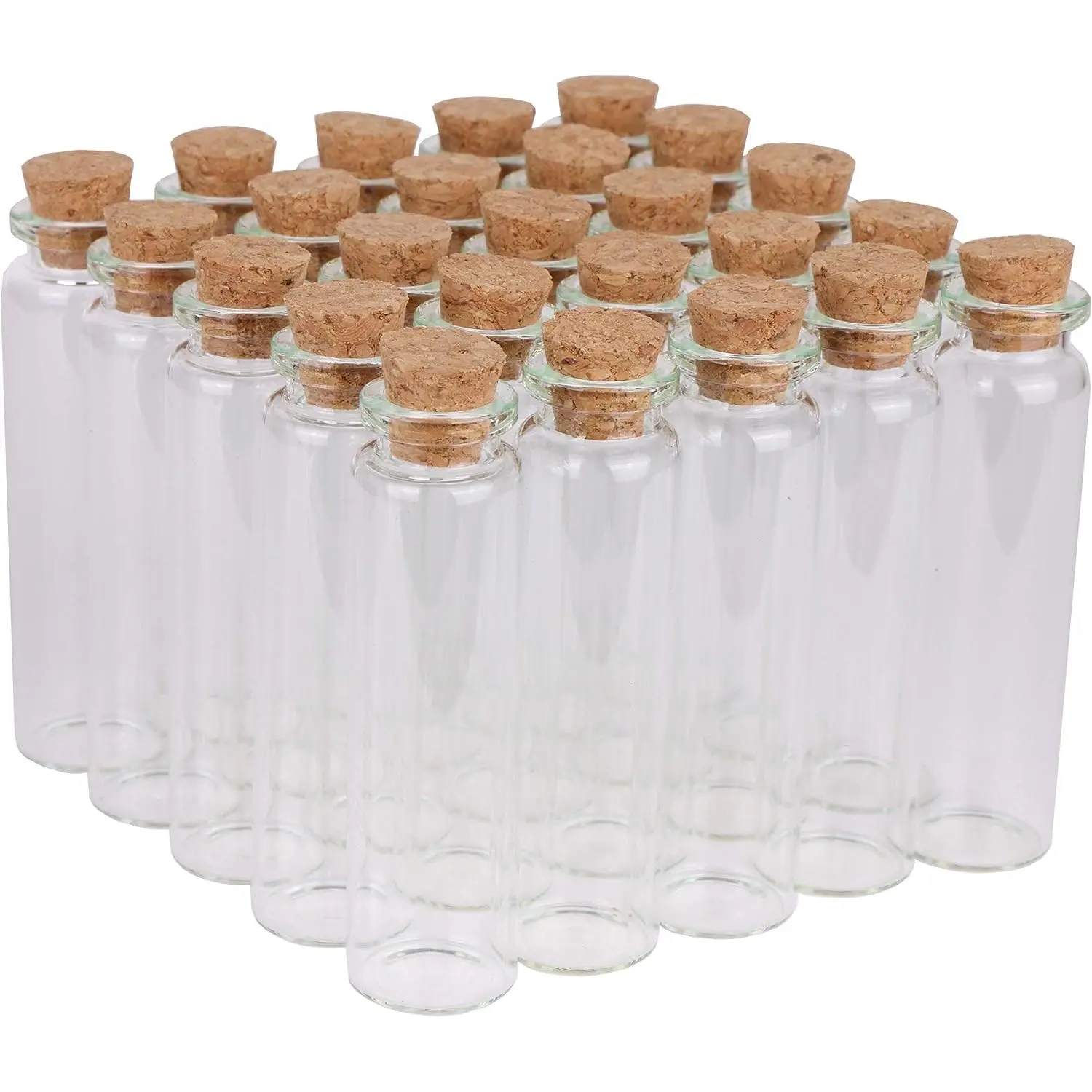 24-Count 20ml Modern Vial-Shape Small Glass Bottles with Cork Caps, Home Organizer Storage Jars for Wedding Favors, DIY Art Craft Storage, With Cap