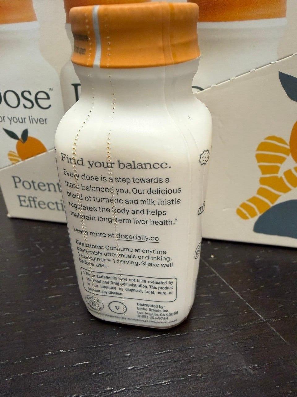 DOSE For Your Liver Organic Daily Detox Shots 2oz | Turmeric Milk Thistle Dandelion Liver Cleanse & Detox Support, USDA Organic, 2/6/12 Pack