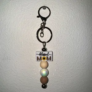 Blessed Mom Focal Bead Keychain